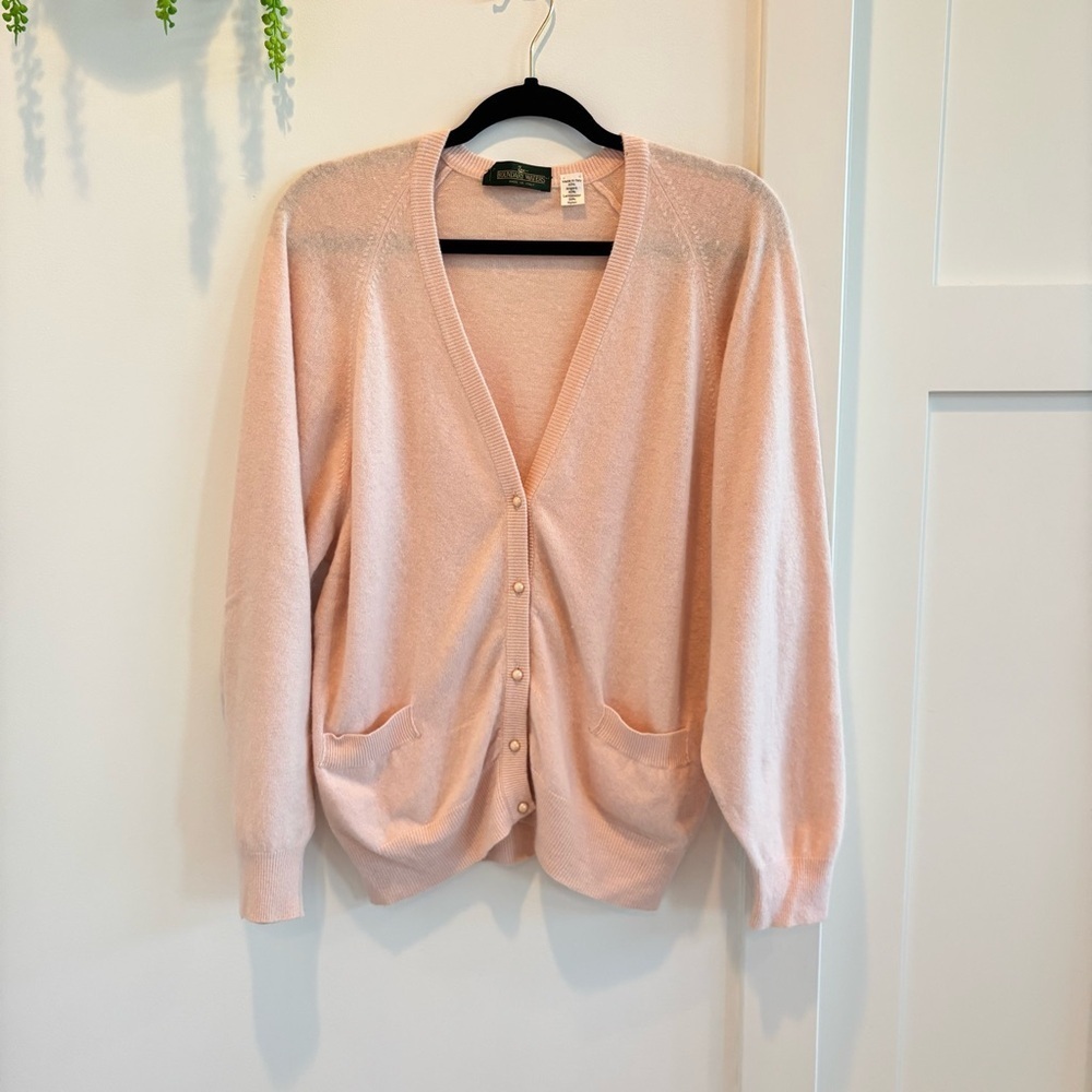 Boundary Water Vintage Made in Italy Angora Lambswool Blend Baby Pink Cardigan M